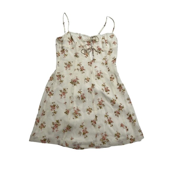 Reformation Tie Front Mini Dress in Off White - Picture 1 of 3